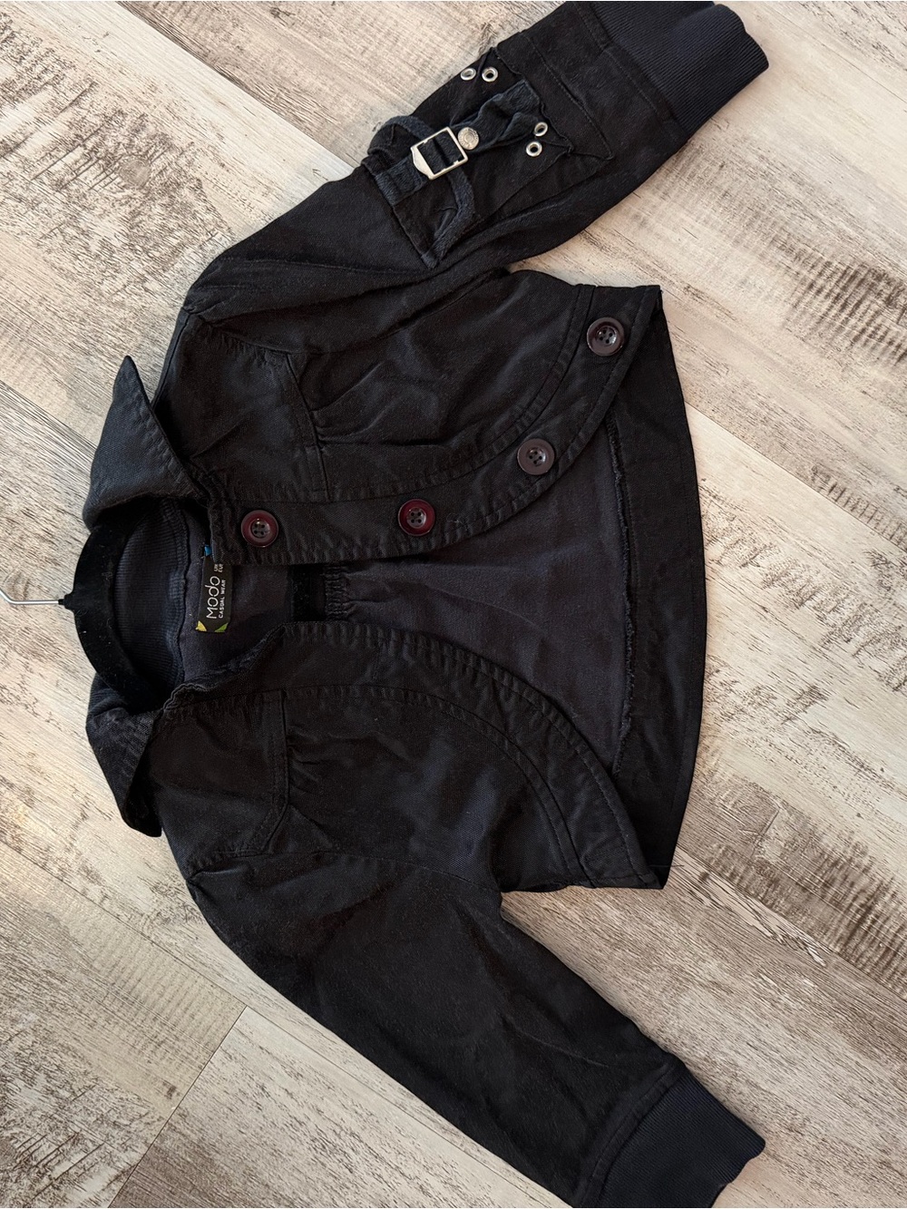 Cropped Y2K Jacket with Buckle Detail